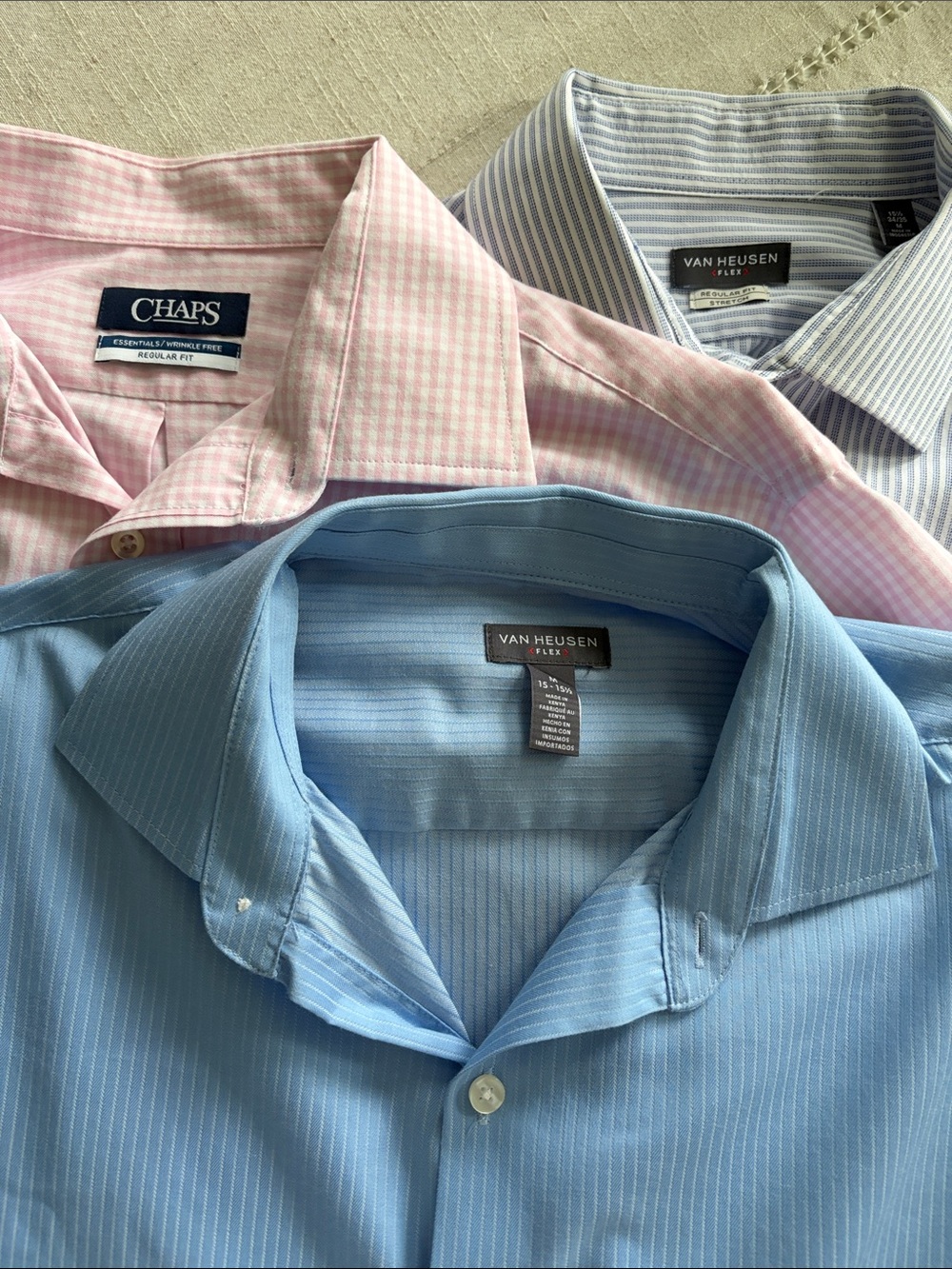 Men’s Chaps Pink Gingham Dress Shirt Van Heusen bundle size M